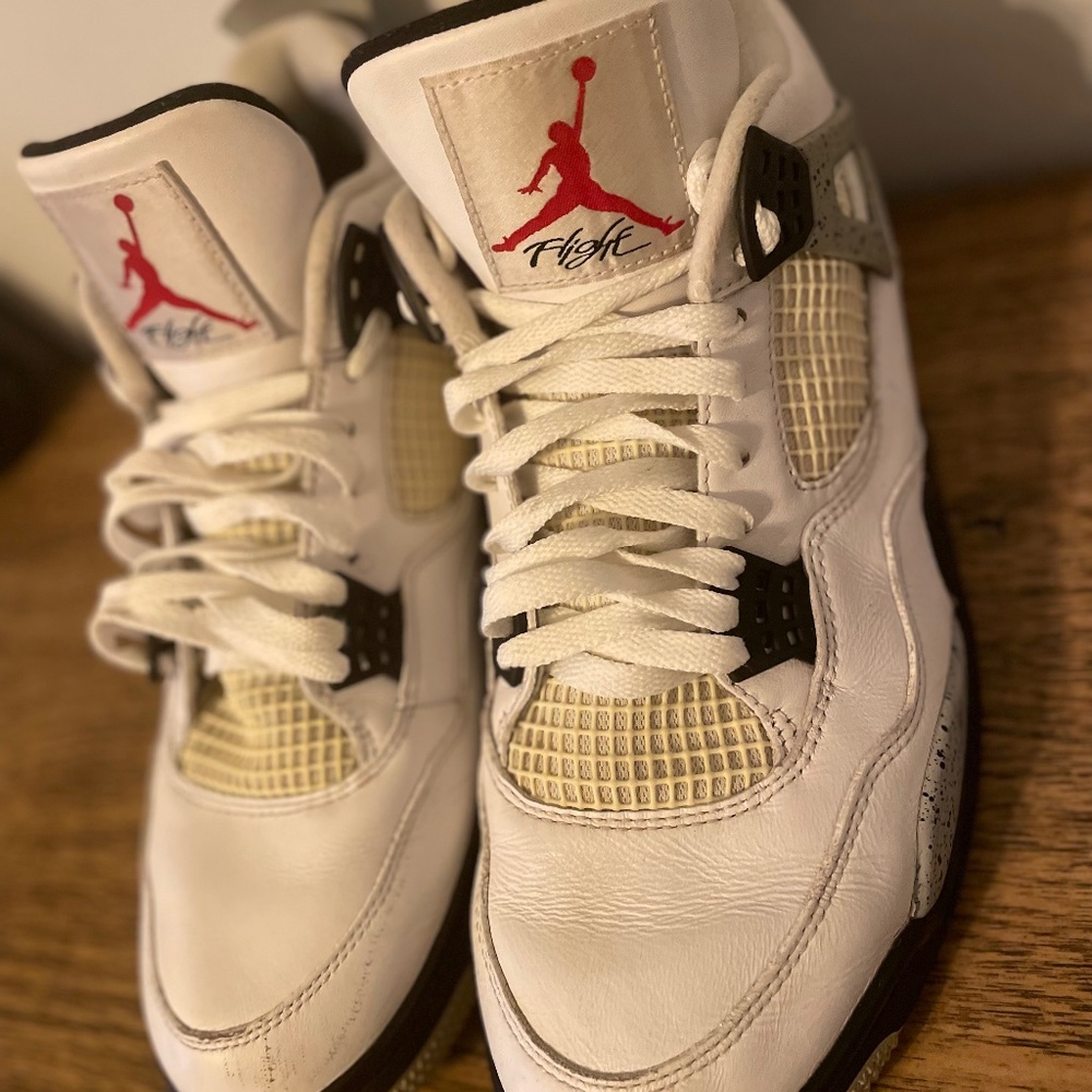 Jordan 4 Retro cement OG Mid White Cement Leather Grey Black